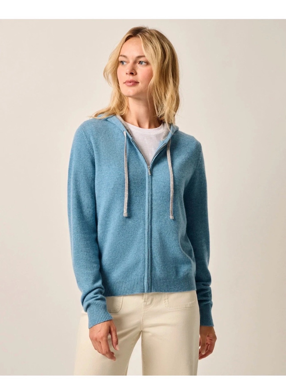 NWT $298 Johnnie-O Amanda 100% Cashmere Hooded Sweater Hoodie cloudburst  sz XS